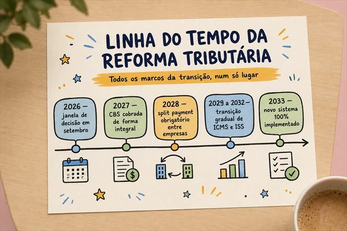 Capa do Bônus 2: Linha do Tempo Visual da Reforma 2026 a 2033